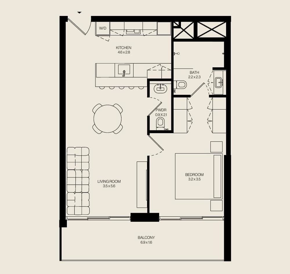 1 Bedroom floor plan