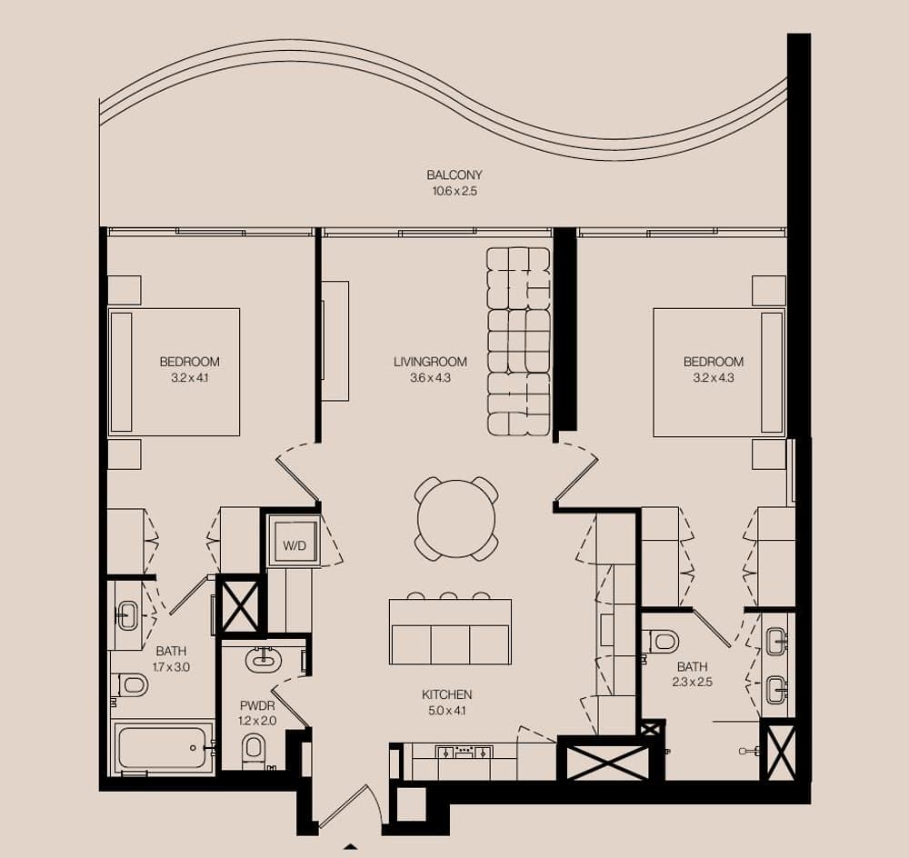 2 Bedroom floor plan